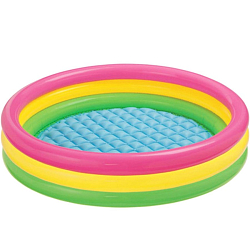 Бассейн надувной детский 86х25см INTEX "Радуга" с надувным дном, 56л, 1-3 лет (58924)