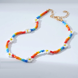 Колье «Бисер» ромашки, цветное, 30 см 6938656