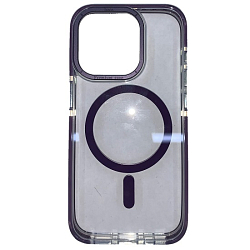 Задняя накладка HOCO AS6 Transparent Anti-Fall Magnetic Protective Case для iPhone 15 Pro purple