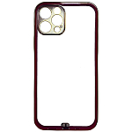 Задняя накладка AKSS для iPhone 12 Pro, 6D, металлический обод, красный