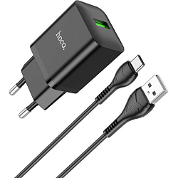 Сетевое ЗУ 1USB 3A HOCO N26 Maxim, Type-C, черный, PD18Вт
