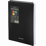 Блокнот А5 80л, спираль пластиковая, обложка пластик, клетка, BRAUBERG Metropolis, черный, 115572