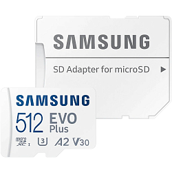 Micro SD 512Gb Samsung Class 10 Evo Plus U3 (R/W 130 MB/s) + адаптер SD