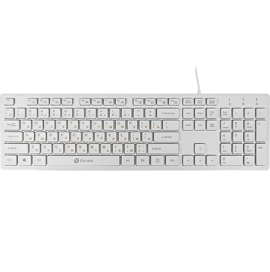Клавиатура OKLICK 500M белый USB slim Multimedia