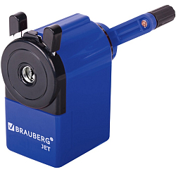Точилка механическая BRAUBERG JET, металлический механизм, корпус синий, 229570