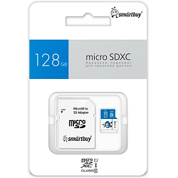 Micro SD 128Gb SMARTBUY Class 10 UHS-I BLUE (с адаптером SD)