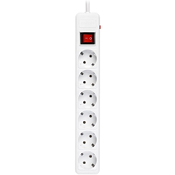 Сетевой фильтр  5.0м SMARTBUY SBSP-6-50-W, белый, 6 розеток, 16А, без з/ш, с з/к, ПВС 3x1.0 мм²