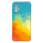 Силиконовый чехол Soft Touch для Samsung Galaxy A72 (оранжево-голубой)