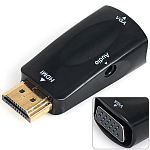 Переходник HDMI <--< VGA с audio, micro (техпак) чёрный