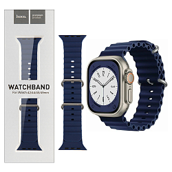 Силиконовый ремешок HOCO WA12 для APPLE Watch 42/44/45mm Blue Or. series marine double silicone evening