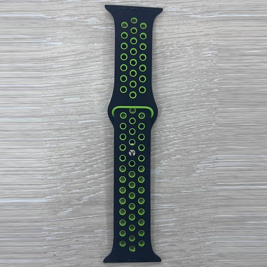 Универсальный силиконовый ремешок NIKE 42-45mm, чёрно-салатовый