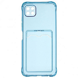 Задняя накладка ZIBELINO Silicone Card Holder Case для Samsung Galaxy A22s 5G (голубой) защита камеры
