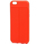Задняя накладка AUTO FOCUS для iPhone 6/6S красный, имитация кожи