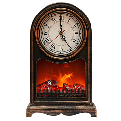 Светодиодный камин с часами бронзовый (40*20*10 см) (Уценка)