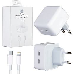 Сетевое ЗУ 2Type-C для Apple iPhone 35W, Lightning (не оригинал)