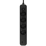 Сетевой фильтр  3.0м INTRO SFE430-B черный, 2USB 4 розетки 10А