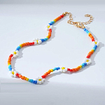 Колье «Бисер» ромашки, цветное, 30 см 6938656