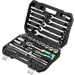 Набор инструментов, 1/2", 1/4", пластиковый кейс, 82 предмета// Сибртех