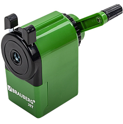 Точилка механическая BRAUBERG JET, металлический механизм, корпус зеленый, 229571