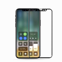 Противоударное стекло 9D NONAME для iPhone X чёрное, полный клей, в техпаке