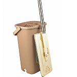 Швабра с ведром 10л VEPSMANN (ручка скл 120см,насадка м/ф 12*32см лип,10л(6+4),2слива),бежевый,VN-016