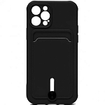 Задняя накладка ZIBELINO Card Holder для iPhone 13 Pro (черный) с выталкивателем карты