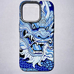 Задняя накладка LUXO Life Plus для iPhone 15 Pro Дракон синий