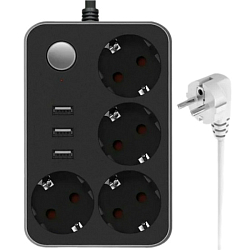 Сетевой фильтр  2.0м ENERGY POWER CX-U314-2м, 3USB, 4 выхода с выкл.,с/з, 16A