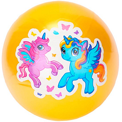 Мяч 23см единорожки с наклейкой, в сетке AD-9(UC)-2