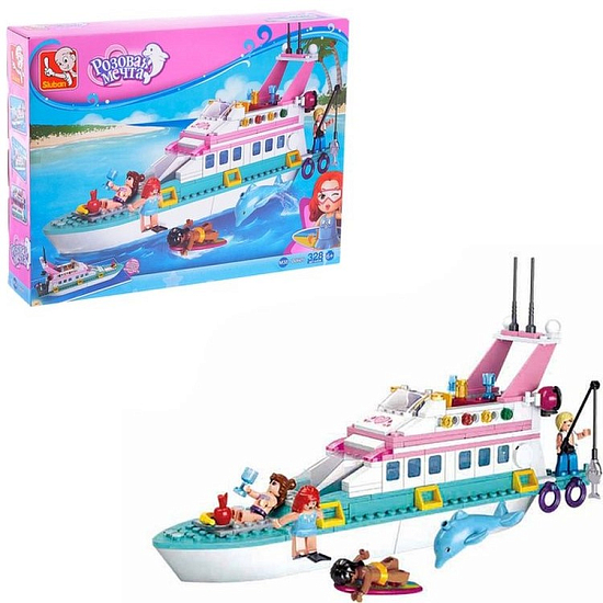 Конструктор SLUBAN Розовая мечта: Яхта, 328 деталей