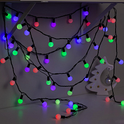 Гирлянда "Нить - с насадками" 10 м, «Шарики 2.5 см», свечение мульти, IP44