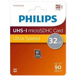 Miicro SD 32Gb PHILIPS High Speed microSDHC Class 10 (90Mb/s) (FM32MD55B/97)