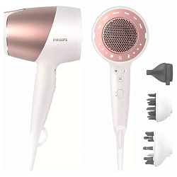 Фен PHILIPS Prestige SenseIQ BHD827 Series 9000, белый/розовый