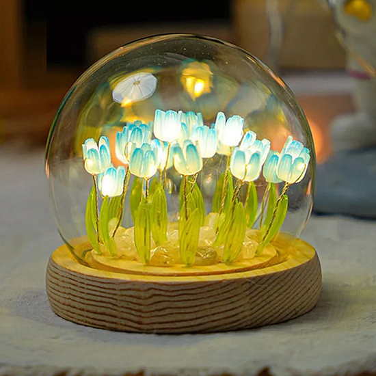 Декоративный светильник "Тюльпаны", 16 цветков, голубые