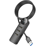 USB-Хаб BOROFONE DH5 Erudite 4-in-1, 1 USB3.0, 3 USB2.0 , кабель USB 1.2м, чёрный