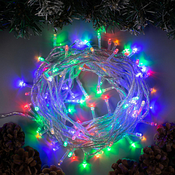Гирлянда "Нить" 10 м, свечение мульти,прозрачный провод, 8 режимов, IP20