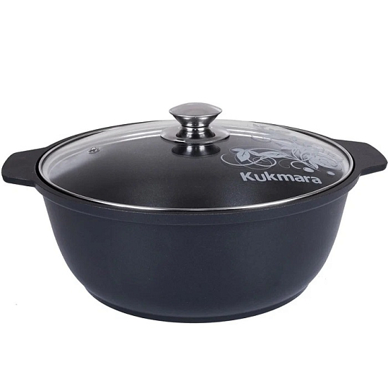 Кастрюля-жаровня 4л  KUKMARA ж44а, со стеклянной крышкой