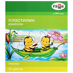 Пластилин Гамма "Пчелка", 10 цветов, восковой, 150г, со стеком, картон 280031Н