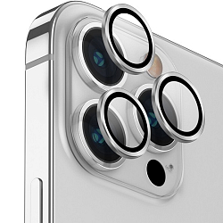 Противоударное стекло для камеры для iPhone 14 Pro Max серебро