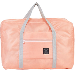 Сумка дорожная на молнии, наружный карман, держатель для чемодана, цвет розовый