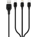 Кабель USB <-->Lightning/Type-C/microUSB  1.0м XO NB103, черный