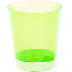 Горшок цветочный ПОЛЕСЬЕ №3 с поддонником, 2 литра (горшок прозрачно-зелёный, поддонник бледно-зелёный)