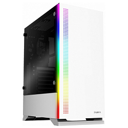 Корпус ZALMAN S5 WHITE, ATX, WINDOW, 2xCOMBO (3.5" or 2.5"), 4x2.5", 2xUSB2.0, 1xUSB3.0, FRONT 1x120mm, REAR 1x120mm RGB