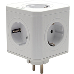 Тройник 5гн. CABLEXPERT Tower CUBE-5-16-W, белый, 16А, заземл, белый, коробка