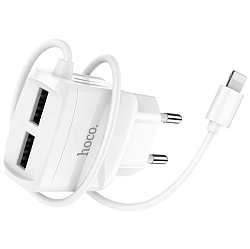 Сетевое ЗУ 2USB 2.1A HOCO C59A, Mega joy Type-C белое