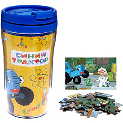 Термостакан с пазлом «Лаборатория: Синий трактор», 54 элемента, 250 мл
