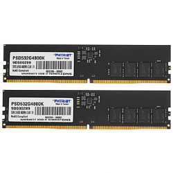 Оперативная память DDR5 32GB (2x16 GB) Patriot Signature, 4800 MHz, CL40, DIMM (PSD532G4800K)