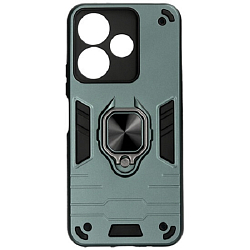 Задняя накладка DF для Xiaomi Redmi 13 (4G)/Poco M6 (4G) DF xiArmor-11 (dark green) с кольцом и держателем