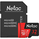Micro SD 32Gb Netac P500 Extreme Pro Class 10 UHS-I A1 V10 (100 Mb/s) + адаптер SD