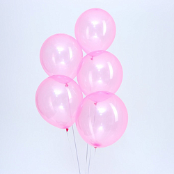 Шар латексный 12", кристалл, набор 5 шт., цвет розовый